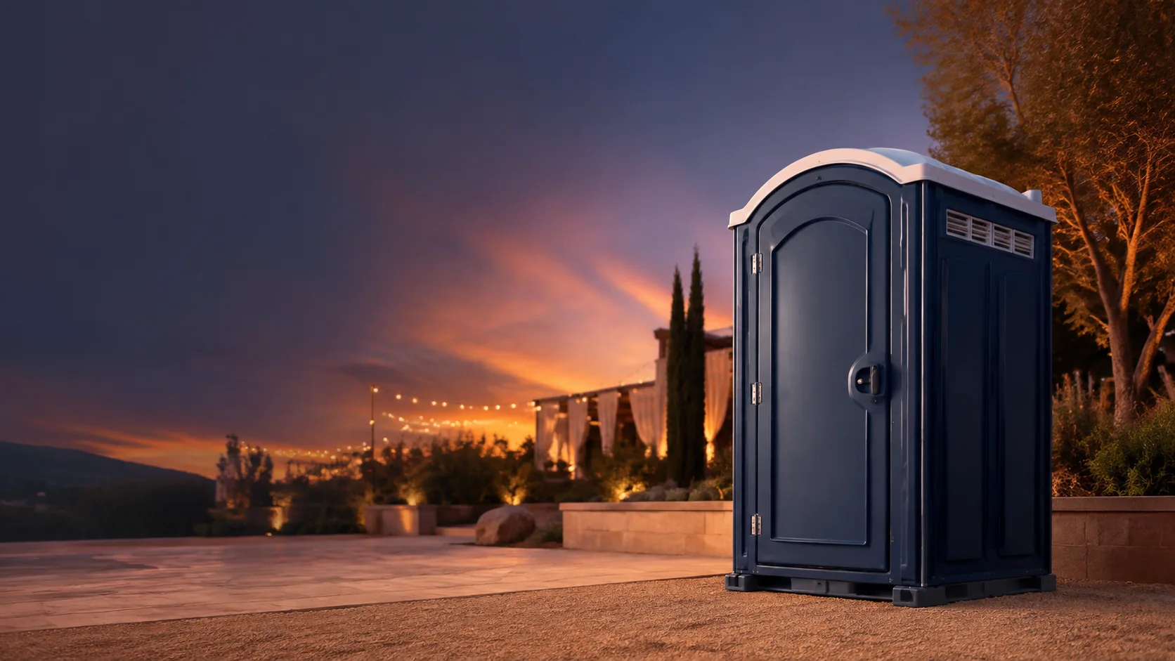 Portable restroom shown for rental planning in Germantown, TN